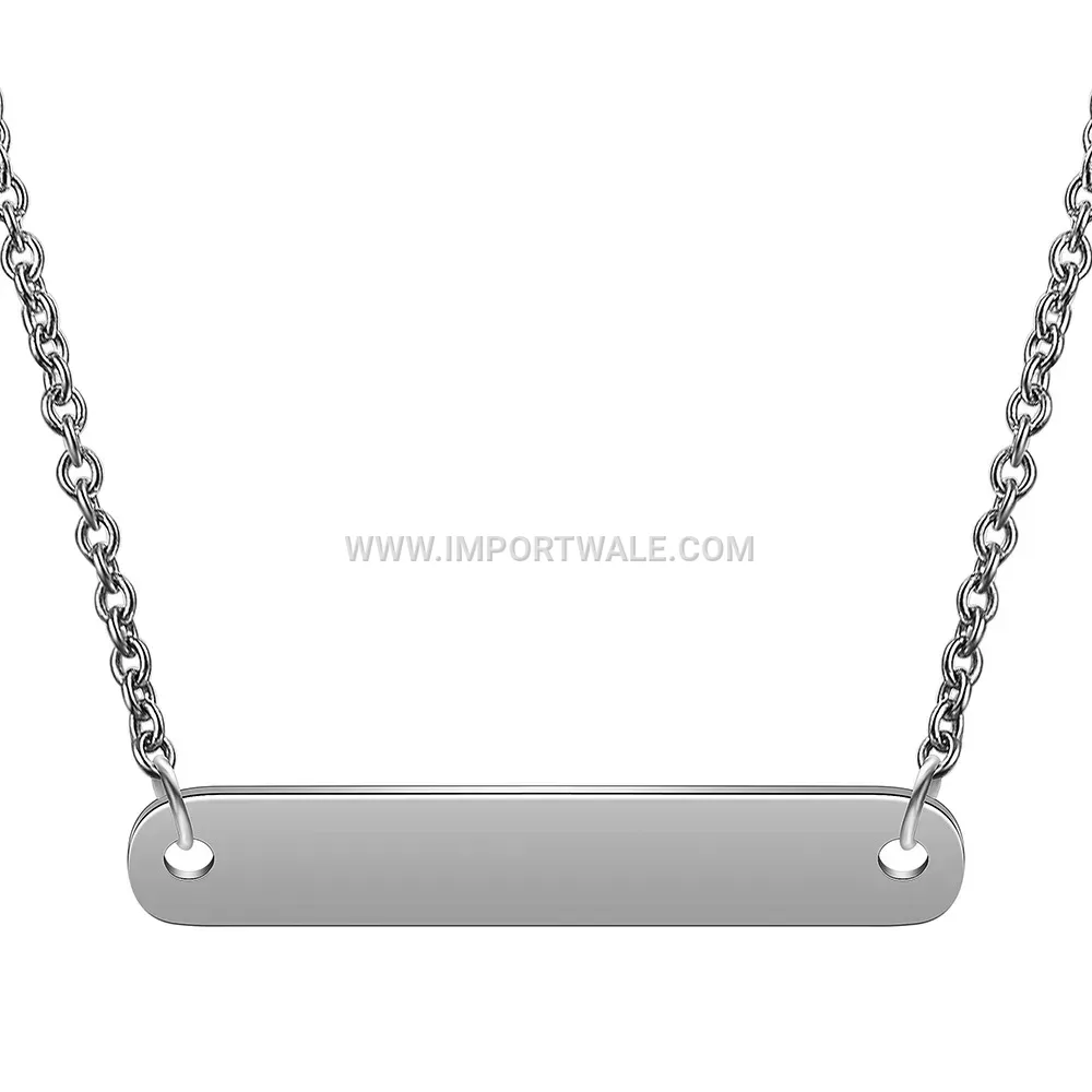 Sleek Rectangular Stainless Steel Bar Pendant Necklace