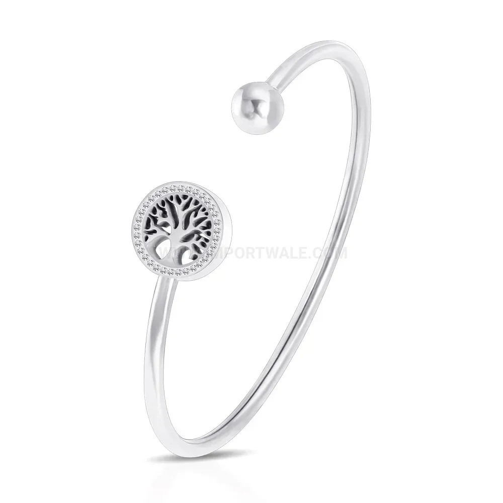 Fashion Tree of Life Open Stainless Steel Bangle