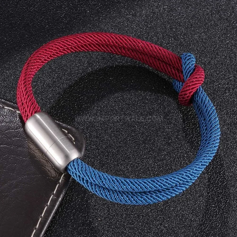 Two-Tone Braided Cord Bracelet With Magnetic Clasp
