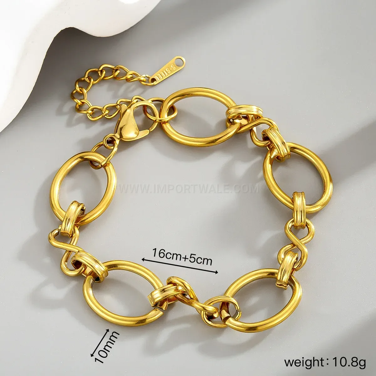 Chic 18K Gold Plated Stainless Steel Figure Eight Chain Bracelet