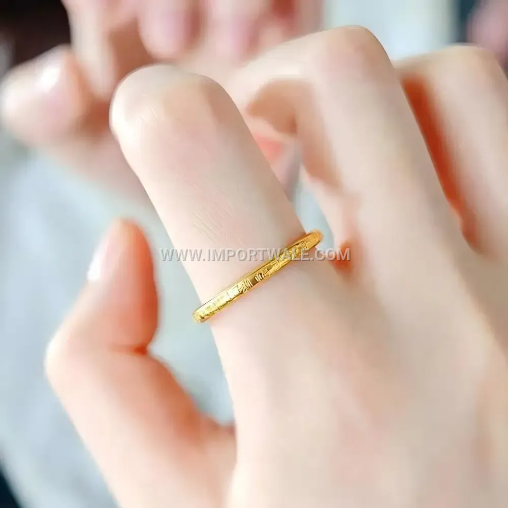 Engraved Blessing Symbol Stackable Stainless Steel Ring