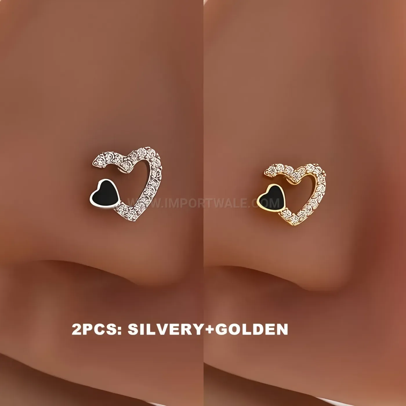 Classic Hollow Heart Rhinestone Stainless Steel Piercing Stud