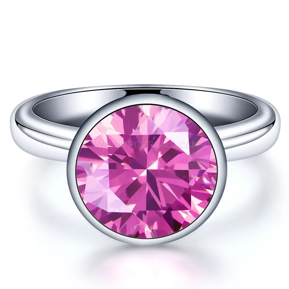 Designer Vibrant Cubic Zirconia Stainless Steel Solitaire Ring