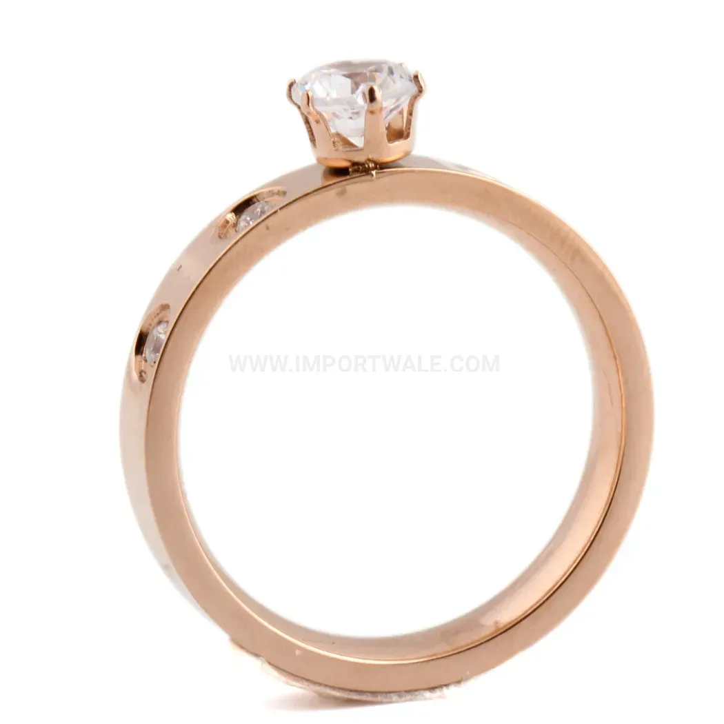 Rhinestone Embedded Stainless Steel Minimalist Band Ring