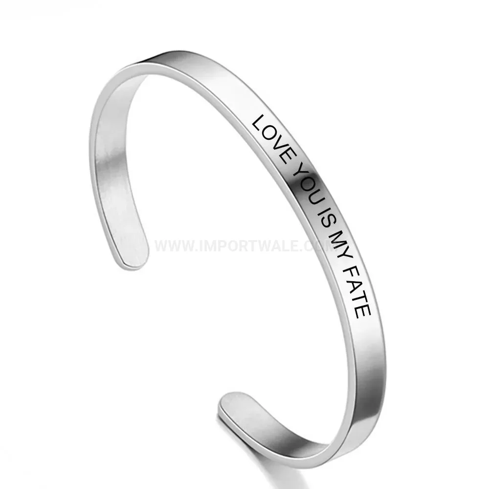 Classic Polished C Shape Open Cuff Stainless Steel Bracelet