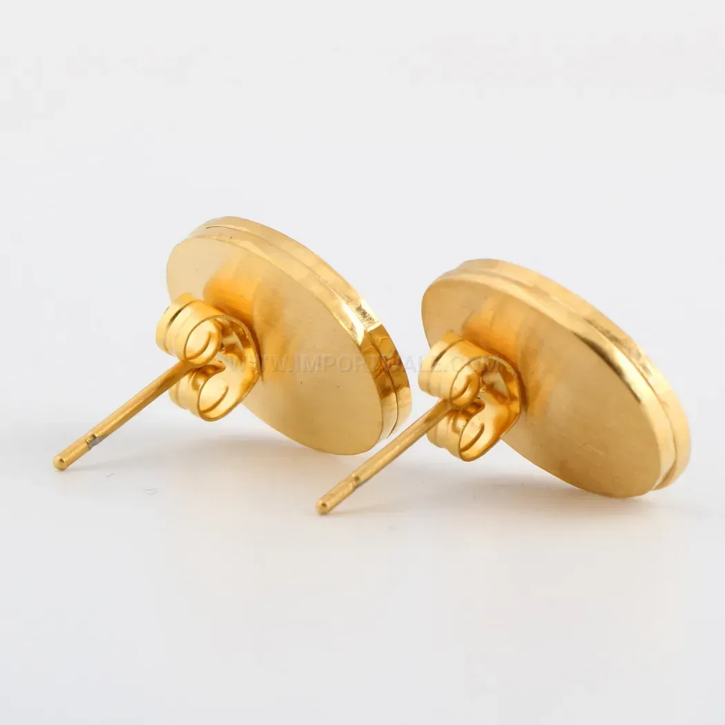 Modern Gold Plated Stainless Steel Layered Round Shell Stud Earrings