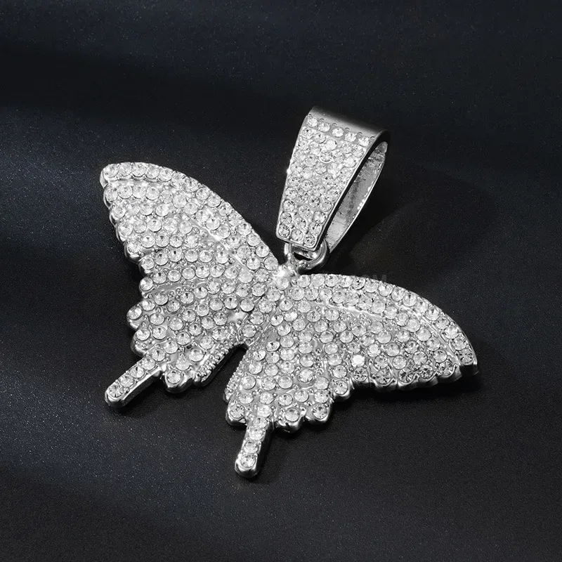 Iced Out Butterfly Alloy Hip Hop Pendant with Large Bail