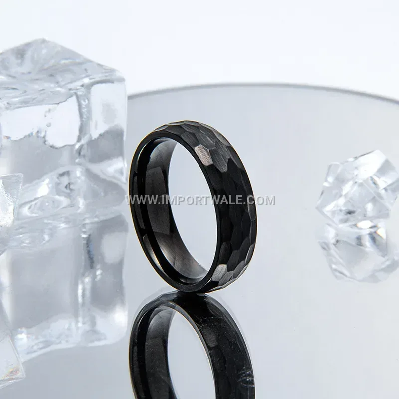 Hammered Texture Stainless Steel Band Ring