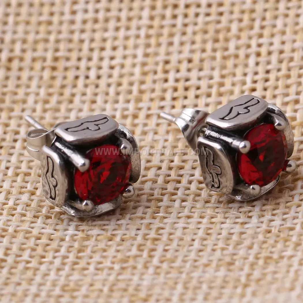 Smooth Geometric Zirconia Stainless Steel Stud Earrings