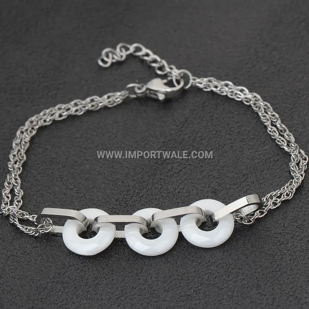 Geometric Ceramic Spliced Stainless Steel Chain Bracelet