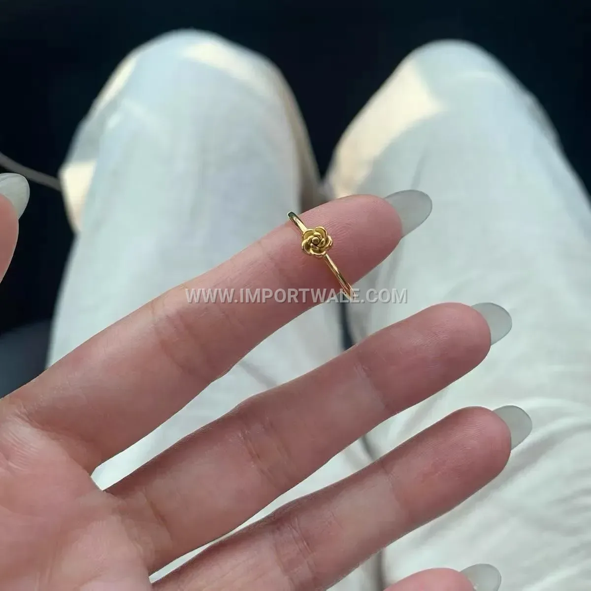 18K Gold Plated Stainless Steel Floral Motif Ring