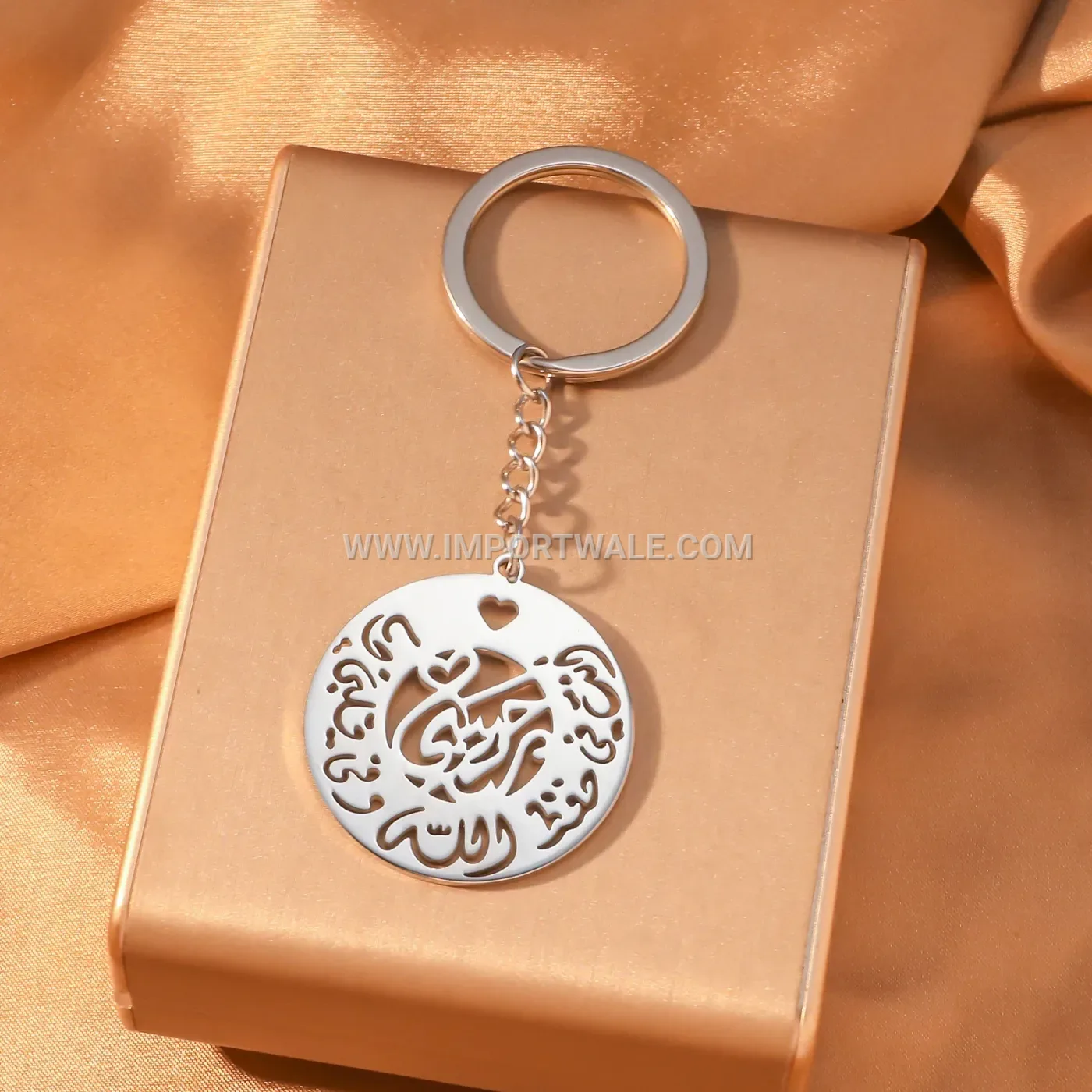 Stainless Steel Arabic Calligraphy Heart Cutout Pendant Necklace