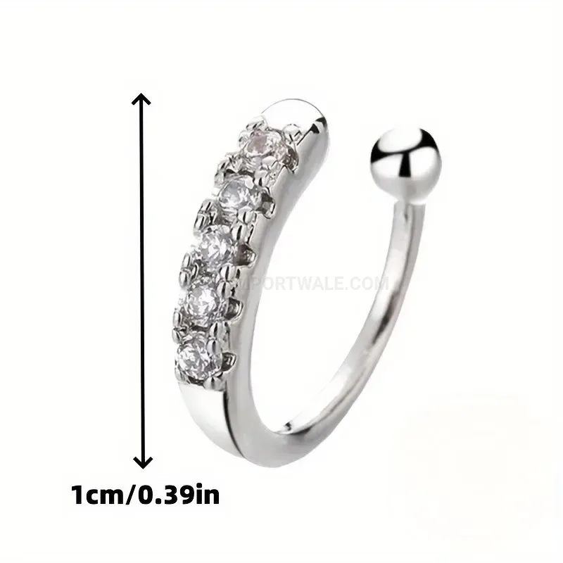 Fashion Non Piercing Stainless Steel Zirconia Ear and Nose Cuff