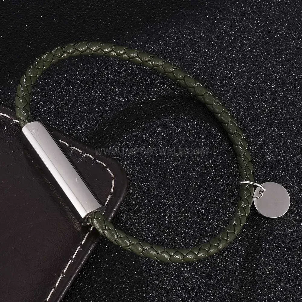Handcrafted Braided Leather Rope Bracelet with Stainless Steel Clasp