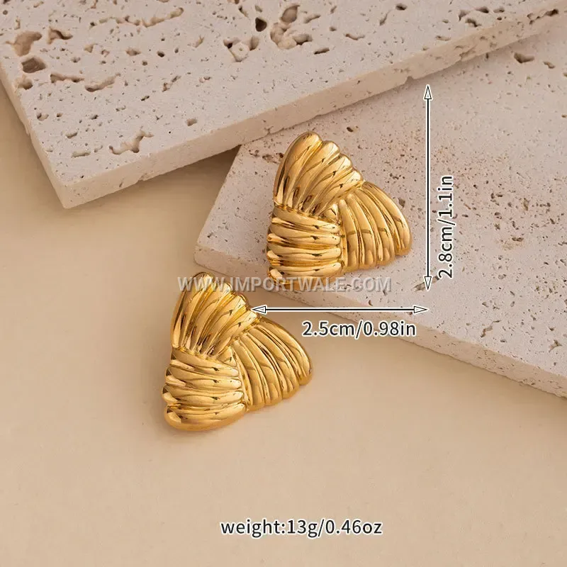 18K Gold Plated Stainless Steel Geometric Diamond Stud Earrings