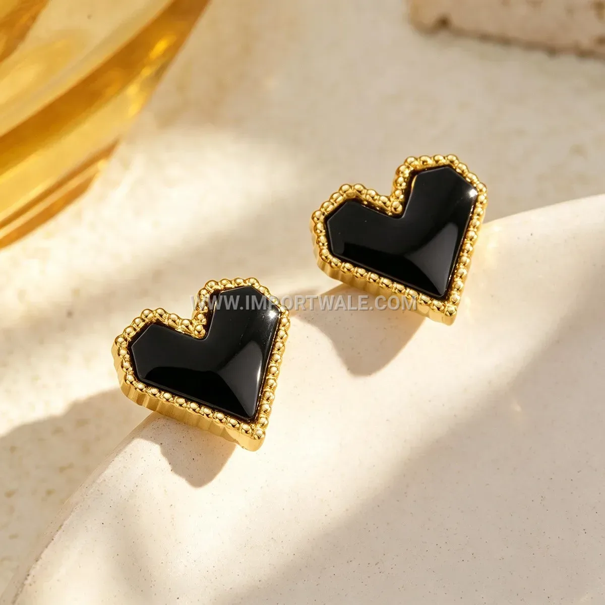 Minimalist Zircon Heart Shell Stainless Steel Stud Earrings