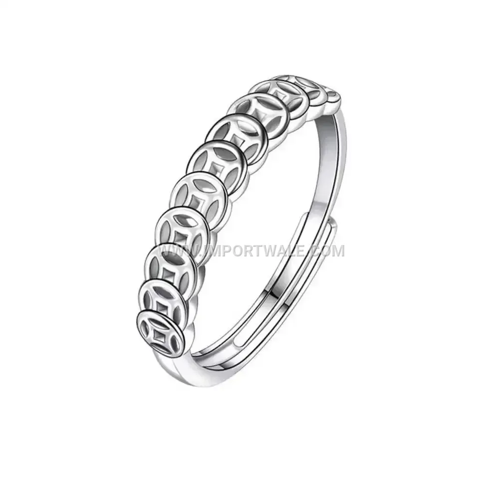 Ancient Coin Adjustable Stainless Steel Open Ring