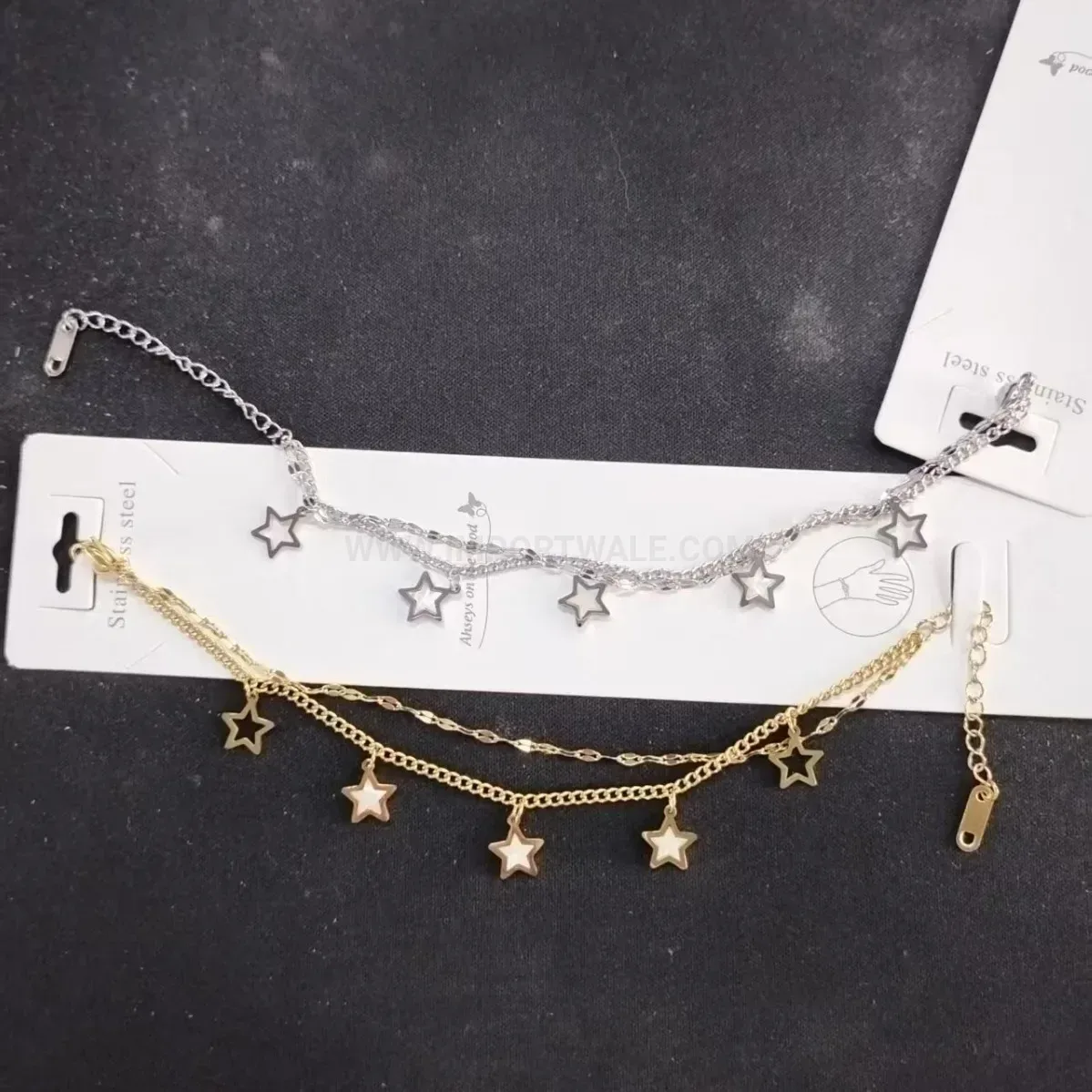 Titanium Steel Butterfly and Star Multi-Charm Chain Bracelet