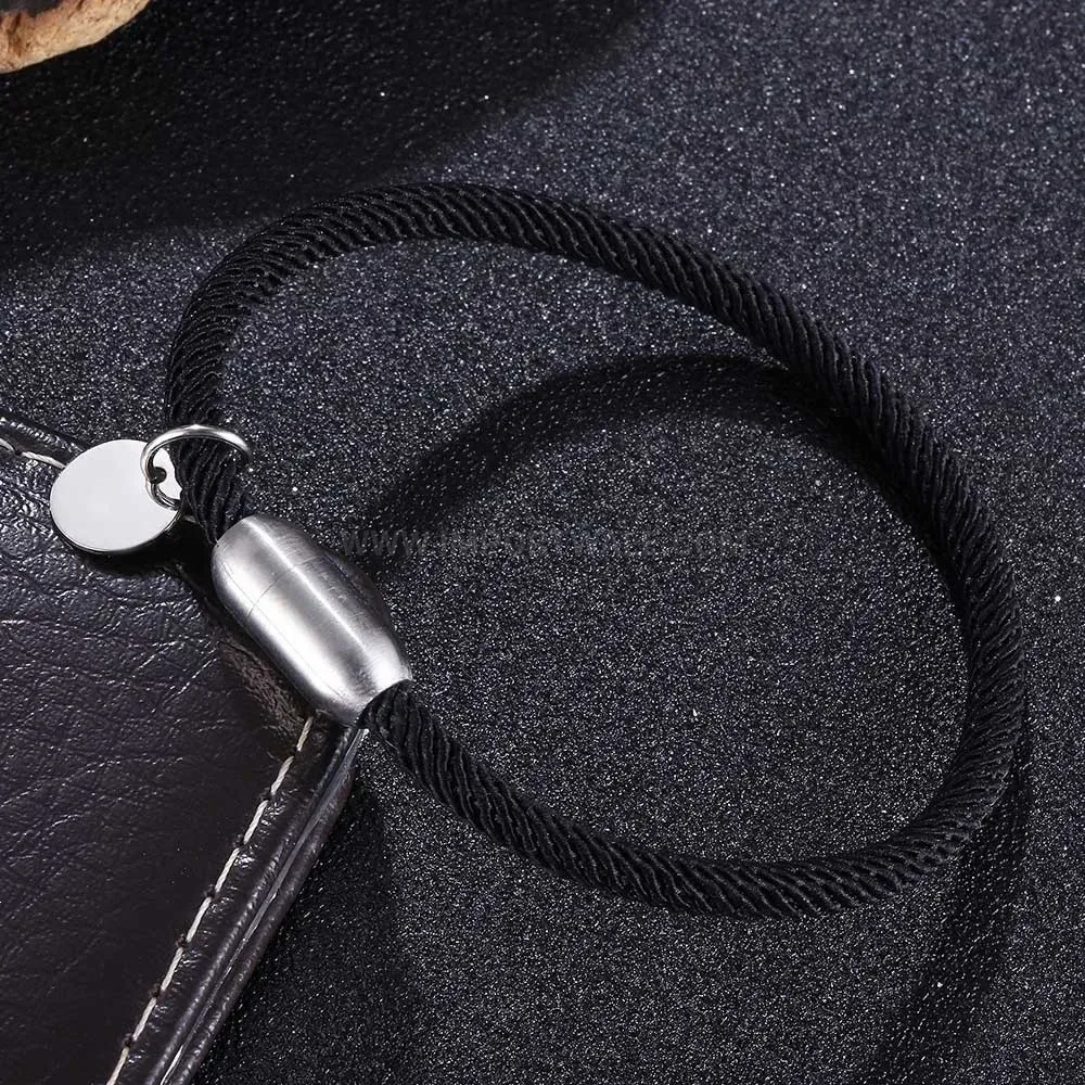 Colorful Braided Cord Bracelet with Stainless Steel Magnetic Clasp