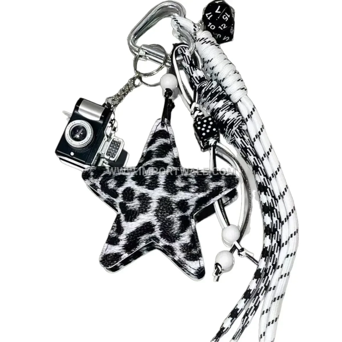 Leopard Print Leather Heart and Star Bag Charm