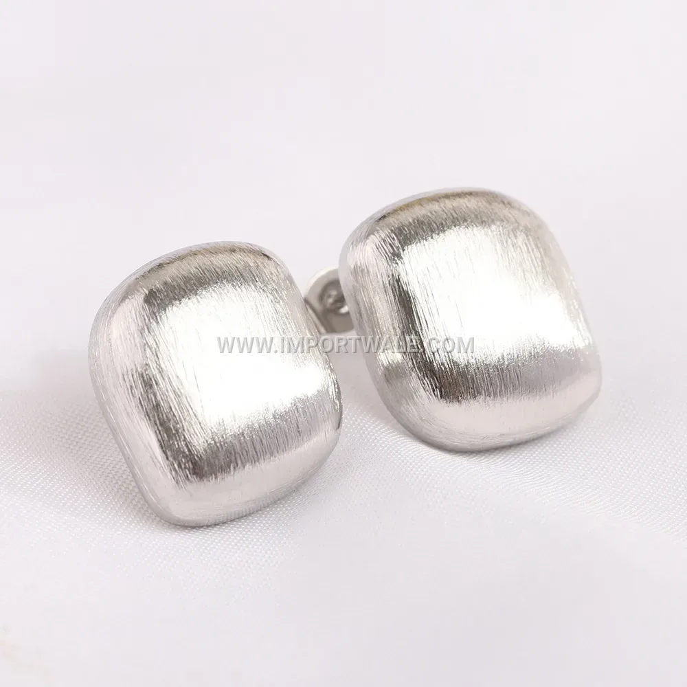 Vintage Brushed Square Stainless Steel Stud Earrings