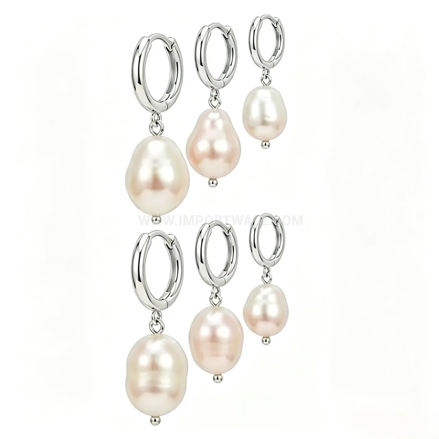Bold Baroque Pearl Stainless Steel Huggie Hoop and Stud Set