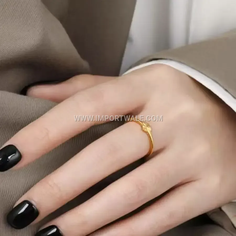 Heart Engraved Minimalist 18K Gold Plated Stainless Steel Ring