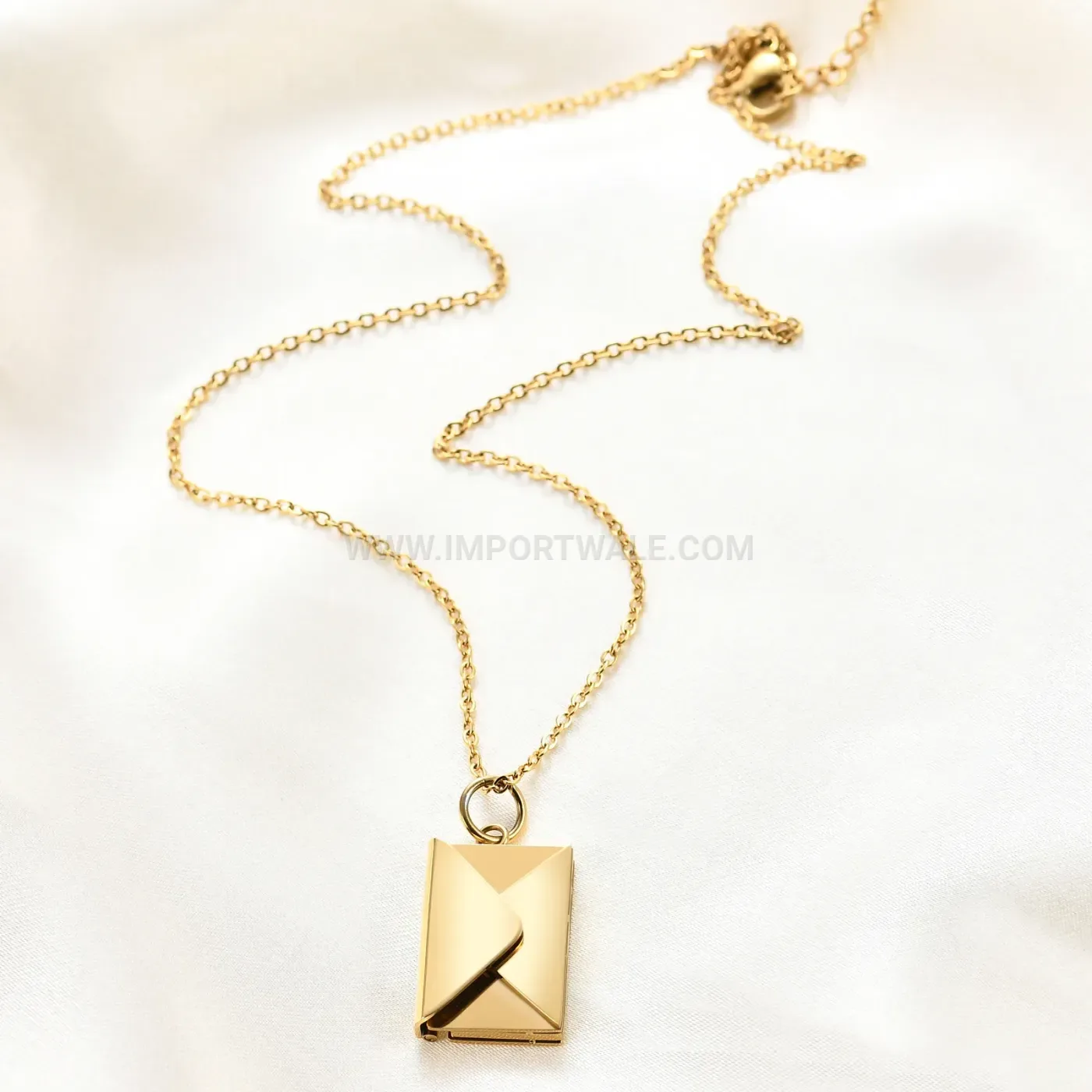 Engravable Stainless Steel Envelope Pendant Clavicle Chain Necklace