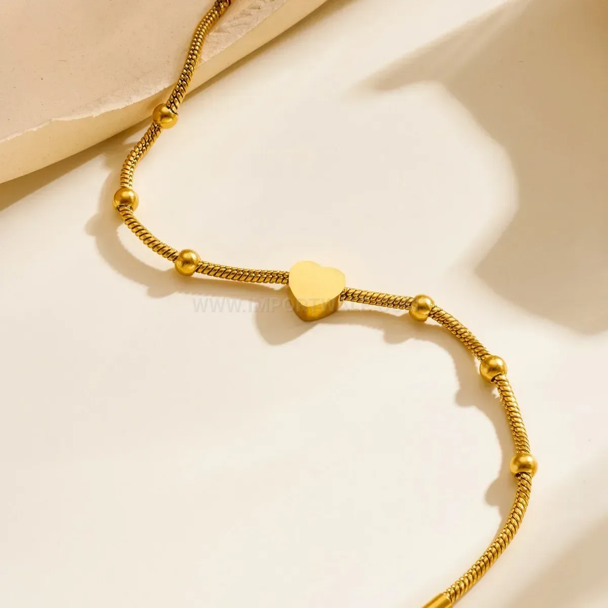 Double Layer Stainless Steel Heart Bead Bracelet