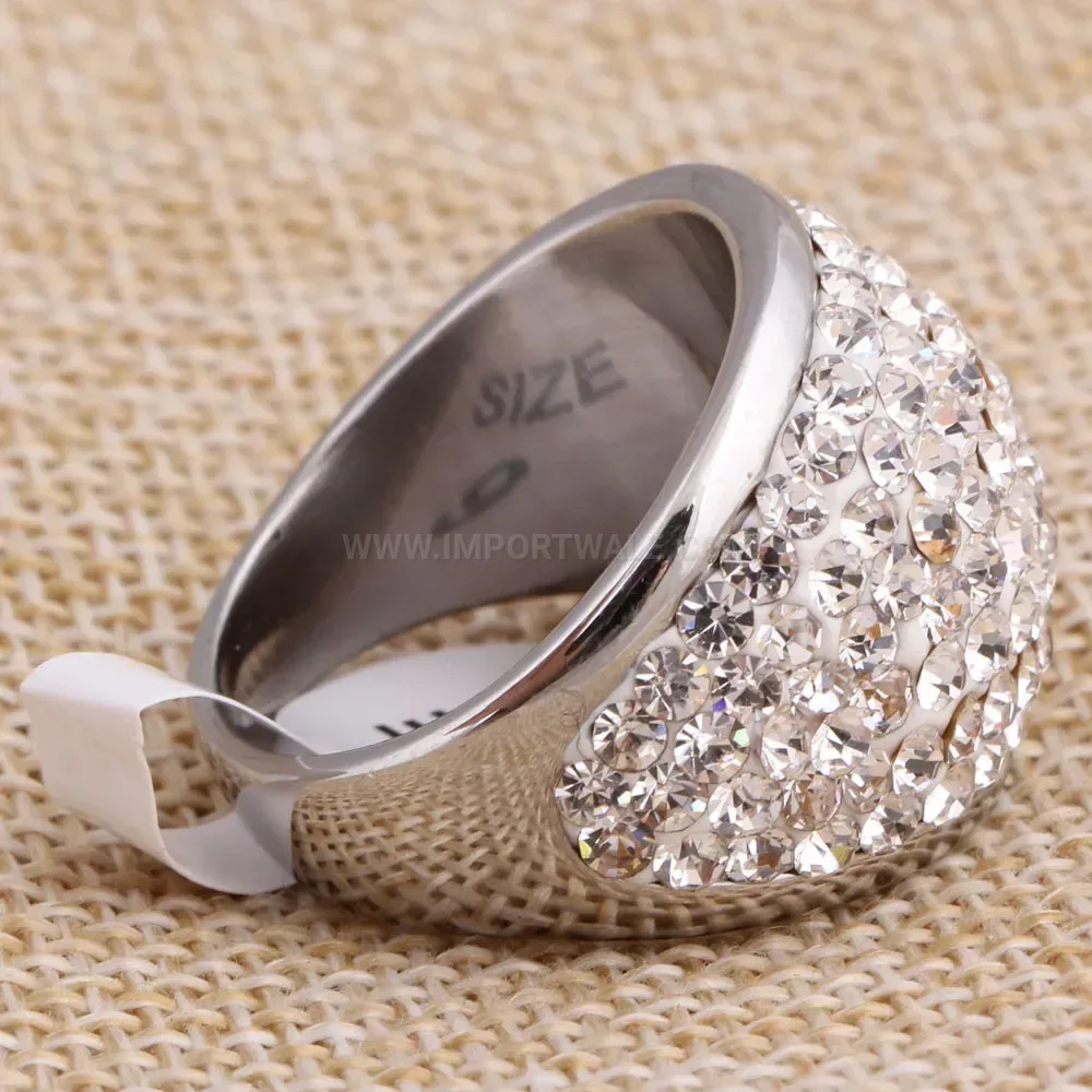 Vintage Stainless Steel Rhinestone Accent Ring