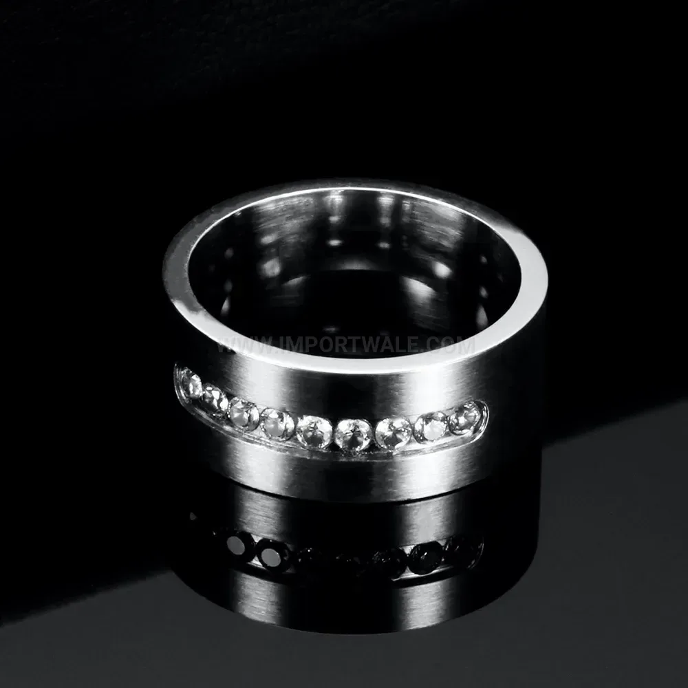 Premium Single Row Cubic Zirconia 8mm Stainless Steel Band Ring