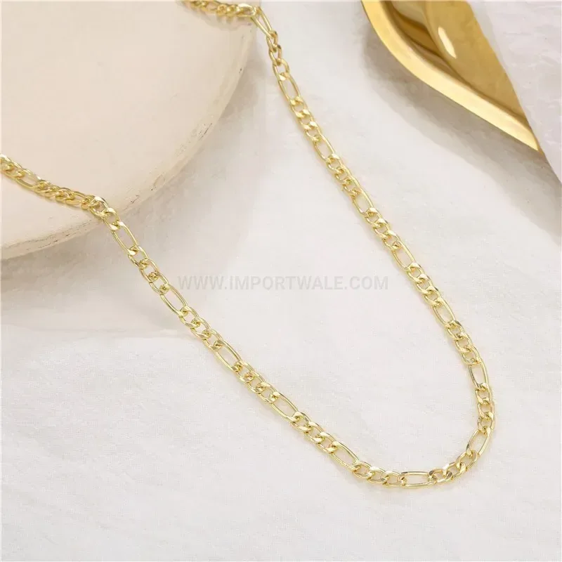 Modern Gold Electroplated Figaro Chain Stainless Steel Necklace