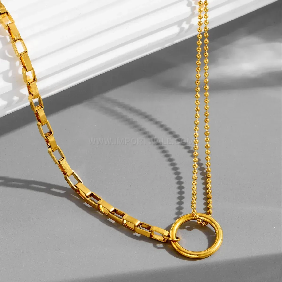 Minimalist Geometric Interlocking Ring Stainless Steel Jewelry Set