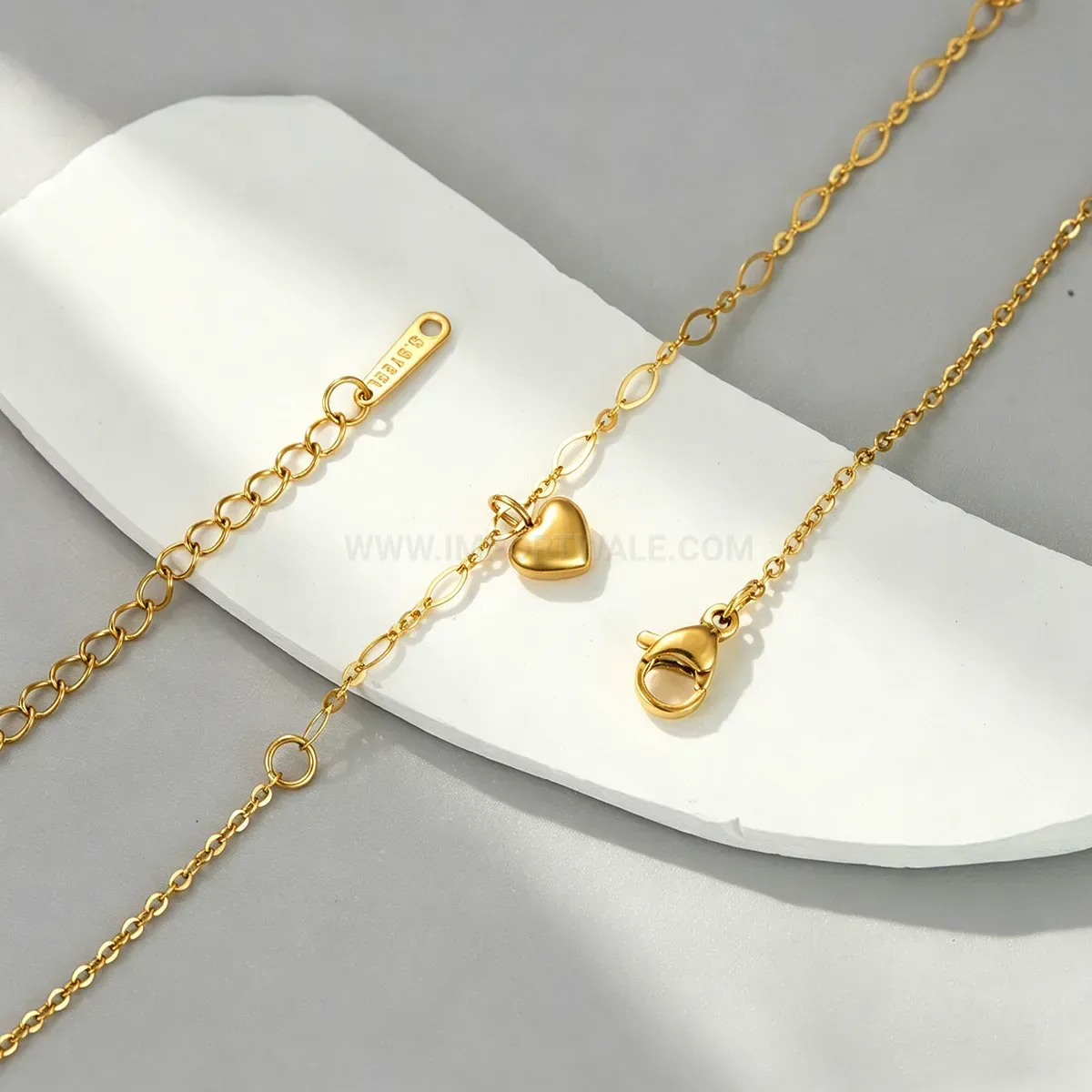 Classic Irregular Heart Stainless Steel Vacuum Plated Chain Necklace
