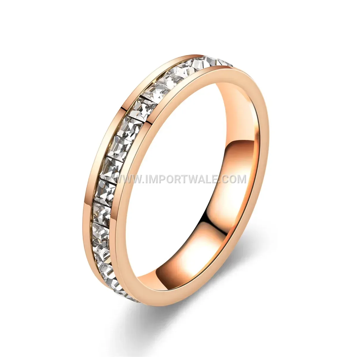 Sparkling Cubic Zirconia Stainless Steel Eternity Band Ring