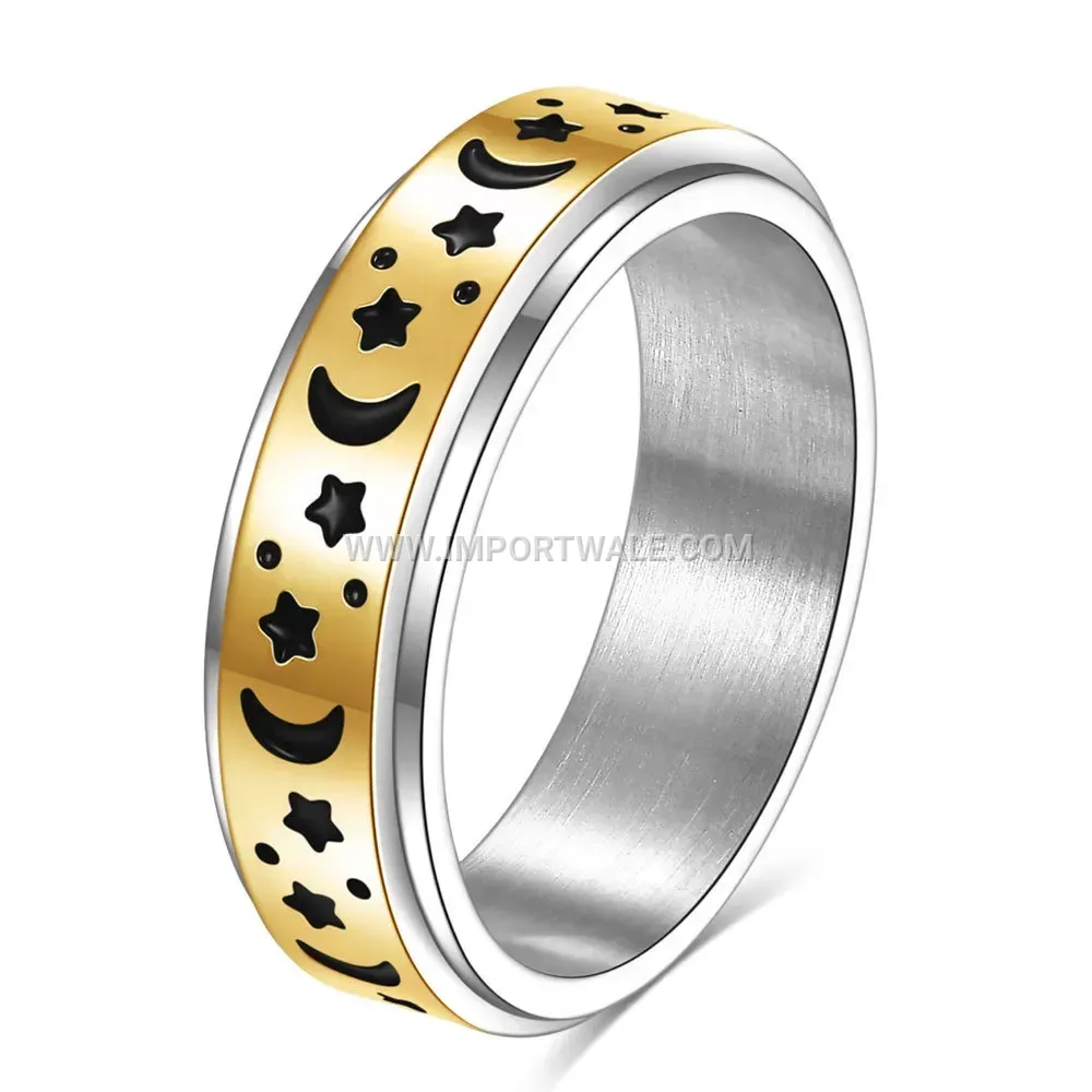 Rotating Celestial Stainless Steel Spinner Ring