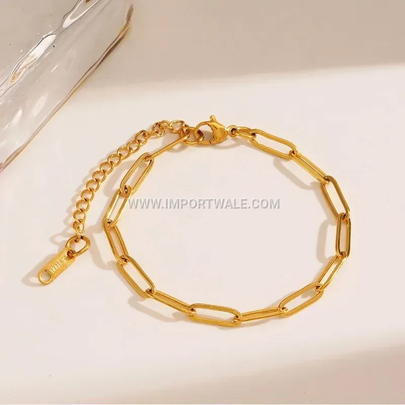 Gold Plated Stainless Steel Cross Link Adjustable Bracelet