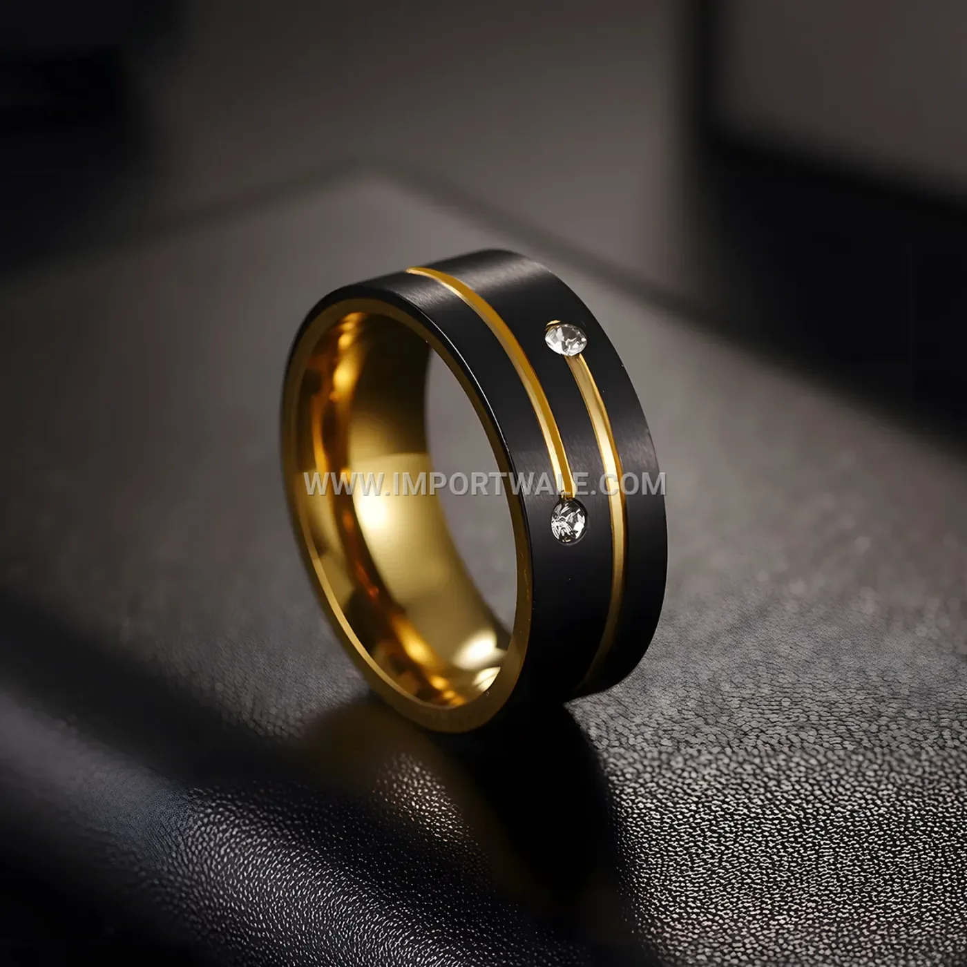 Two Tone Rhinestone Titanium Steel Orbit Band Ring