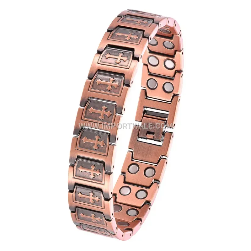 Vintage Pure Copper Double-Row Magnetic Therapy Adjustable Bracelet