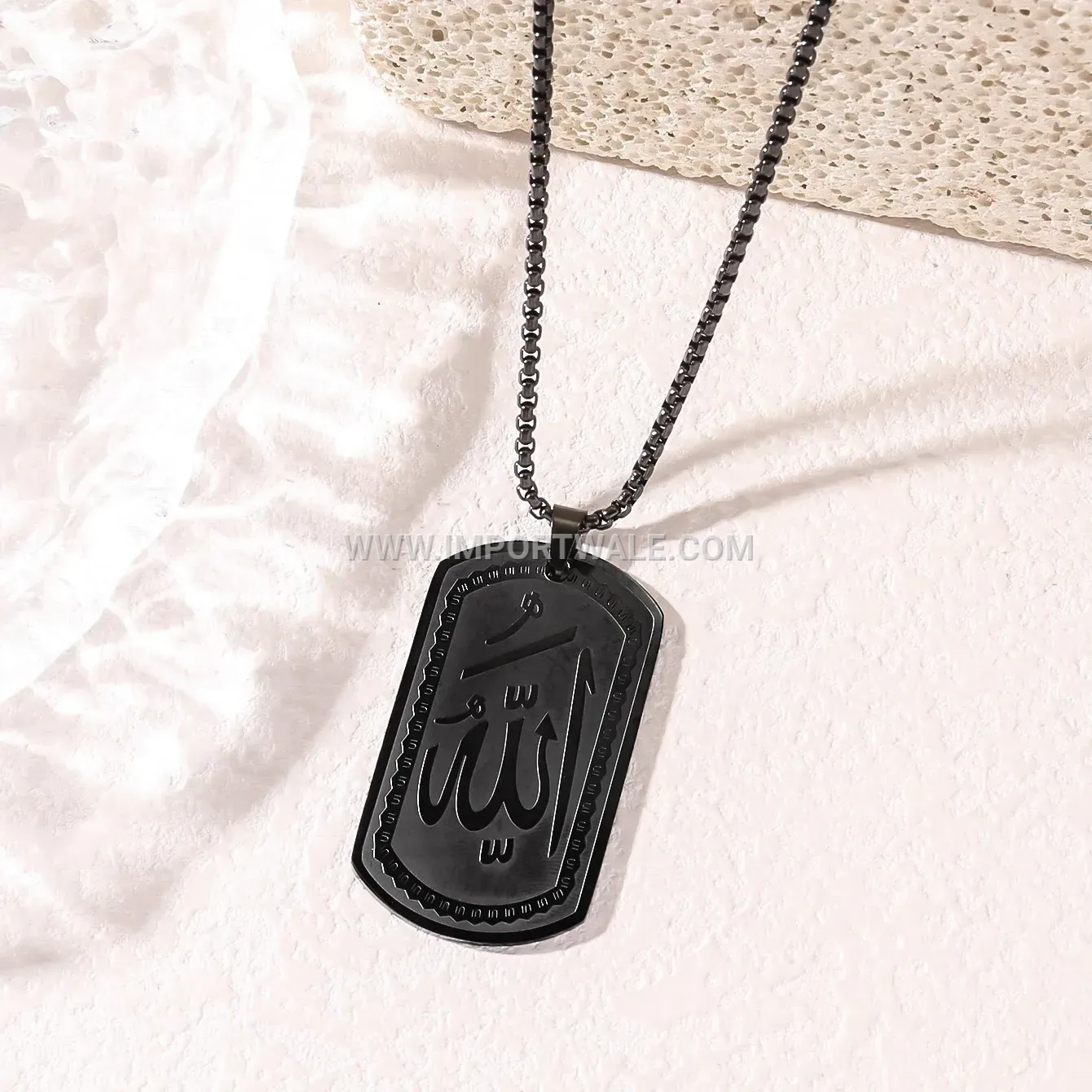 Arabic Calligraphy Islamic Gold Plated Stainless Steel Pendant Necklace