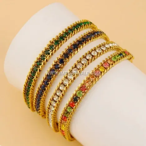 18K Gold Plated Stainless Steel Beaded Zircon Charm Bracelet