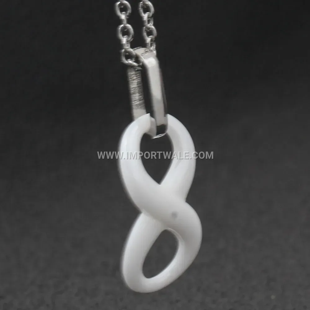 Figure-Eight Ceramic and Stainless Steel Collar Necklace