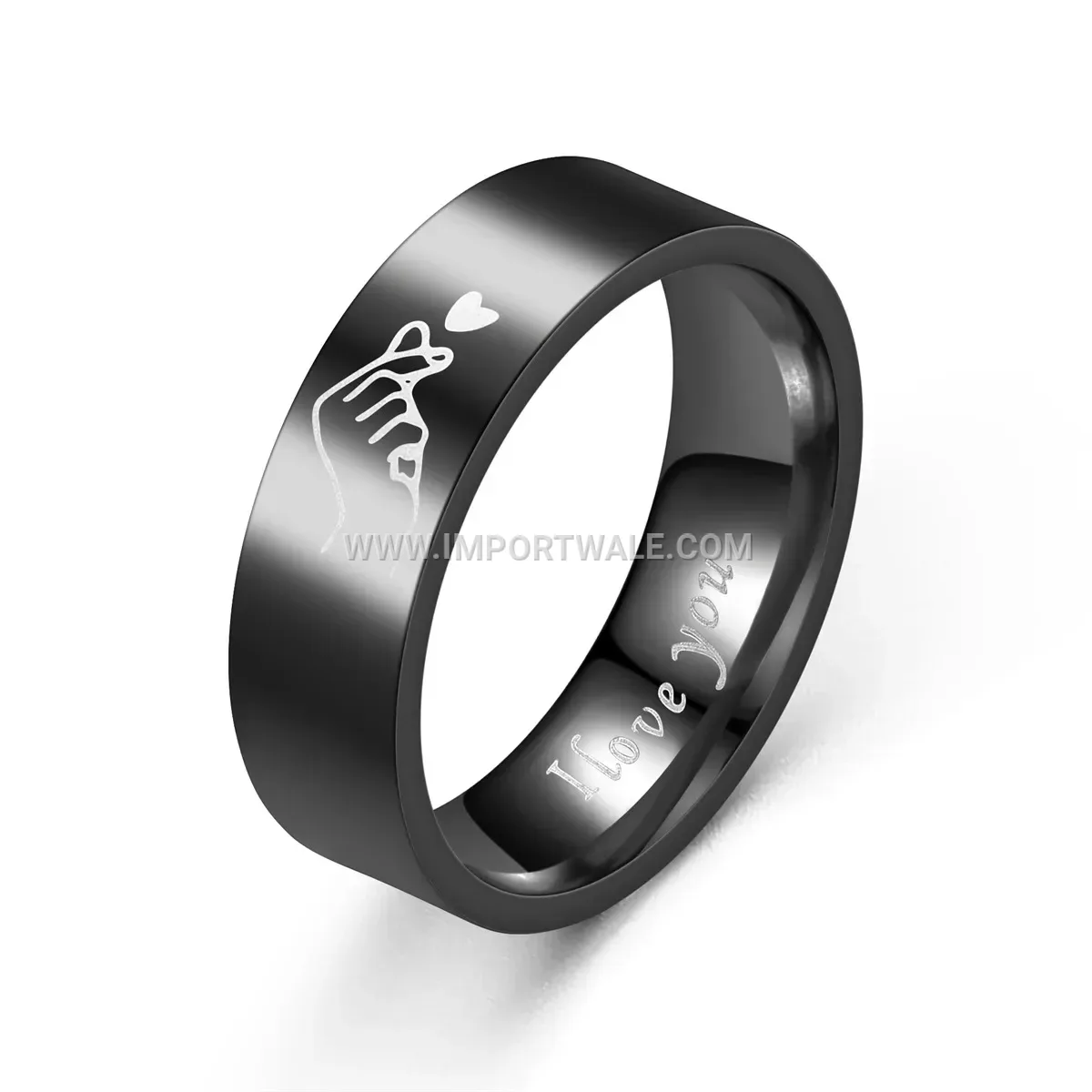 Stainless Steel Heart Gesture Matching Band Ring