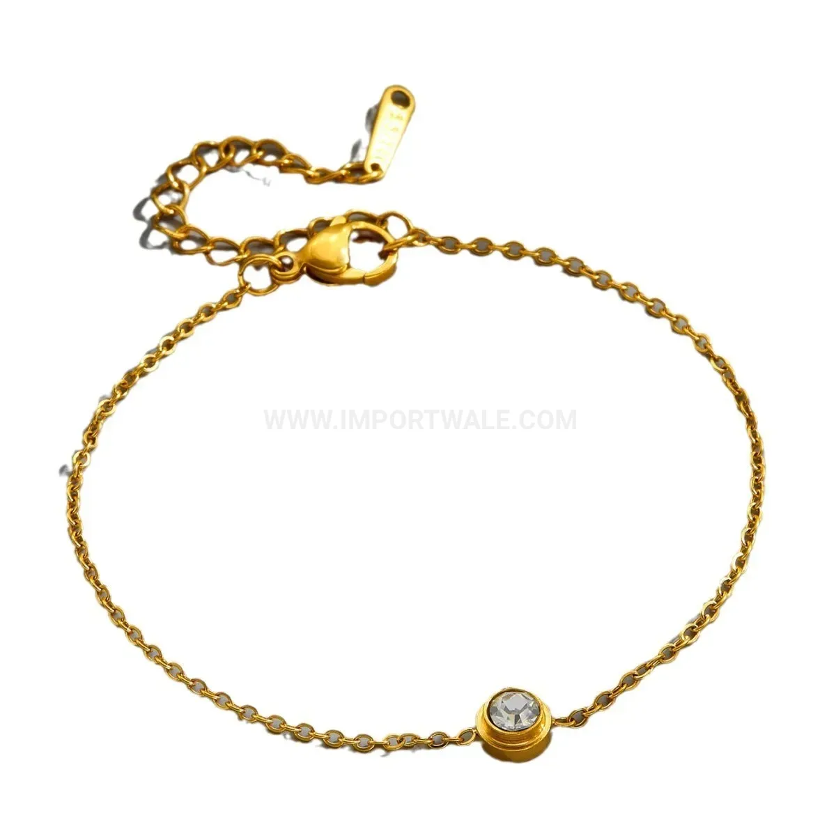 Trendy Minimalist Single Solitaire Crystal Titanium Steel Chain Bracelet