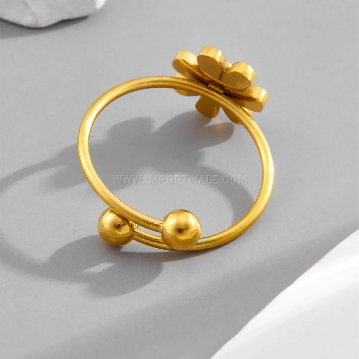 Gold Plated Daisy Floral Adjustable Titanium Ring