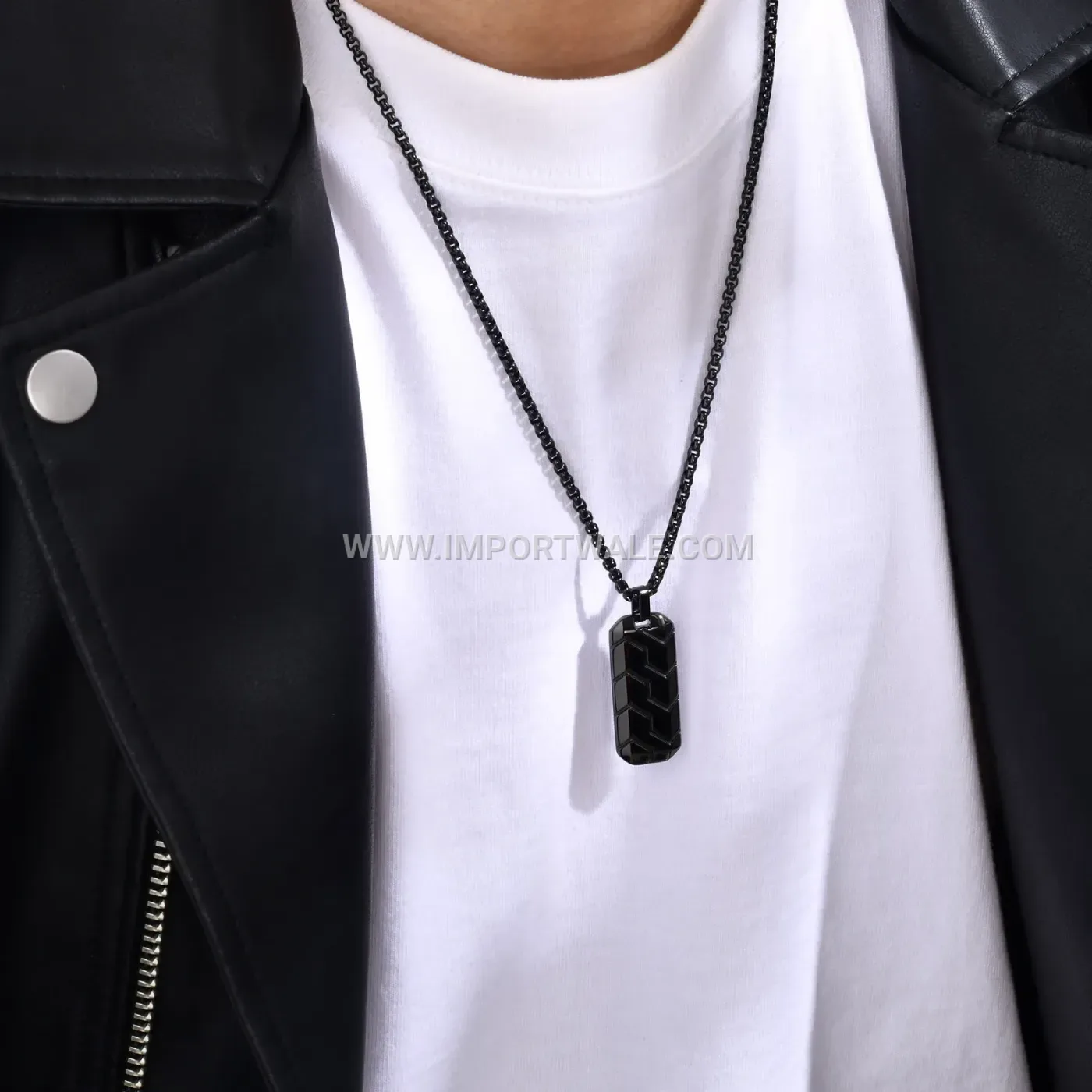 Men's Geometric Tire Pattern Stainless Steel Pendant Necklace