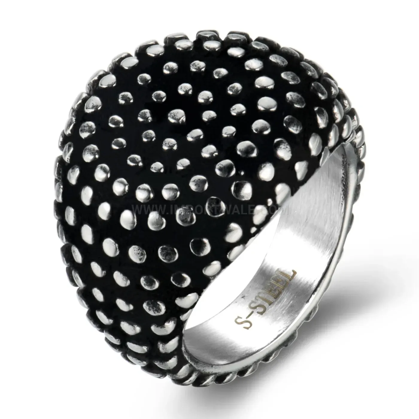 Trendy Cast Stainless Steel Studded Punk Band Ring