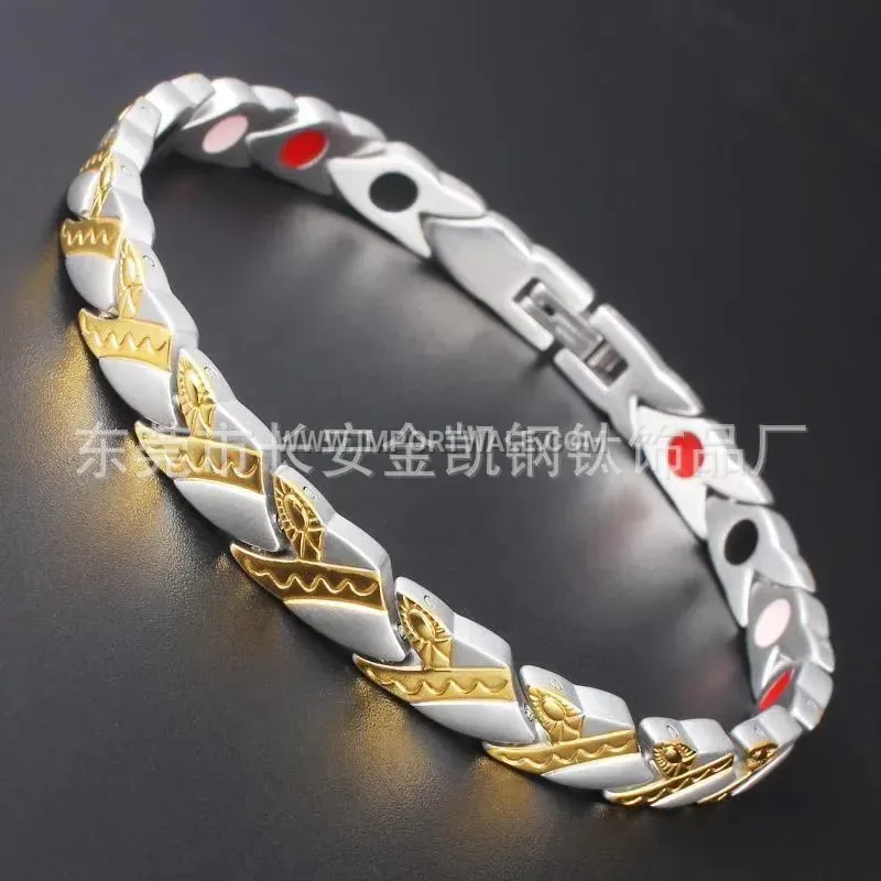 Two-Tone Stainless Steel Snake Motif Magnetic Bio Bracelet