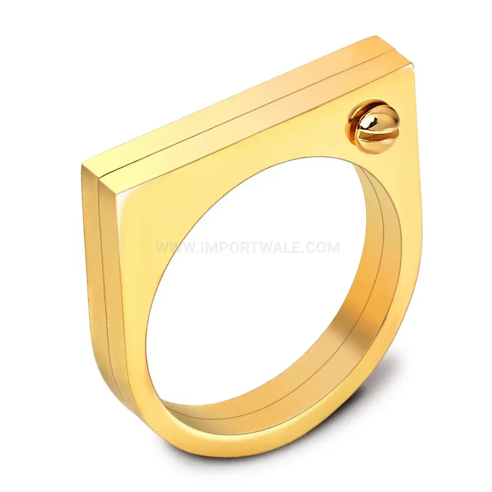 Elegant Double Layered Studded Stainless Steel Band Ring