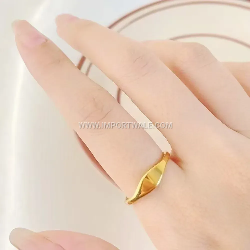 Slim Faceted Gold Stainless Steel Pinky Ring